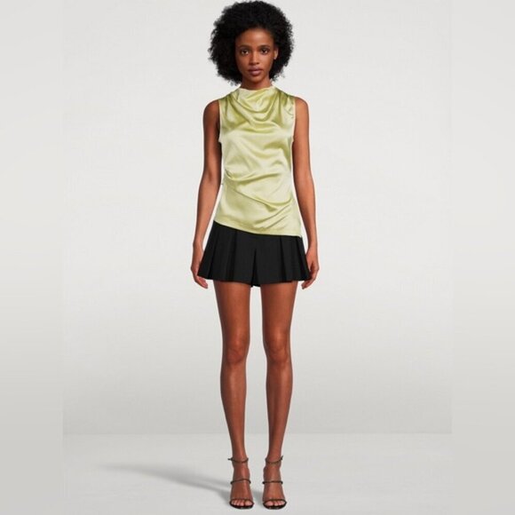 NEW WITH TAG Helmut Lang designer SILK Casual Tunic DRAPE cowlneck lime Top XS - Picture 1 of 10